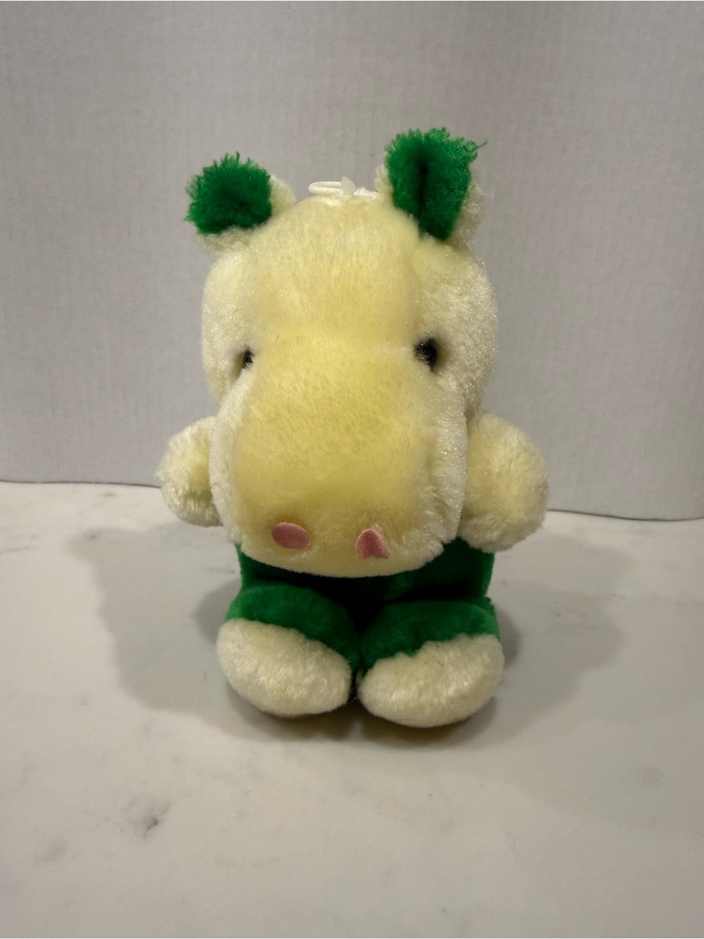 Soft Things Inc. Vintage Plush Yellow and Green Hippo